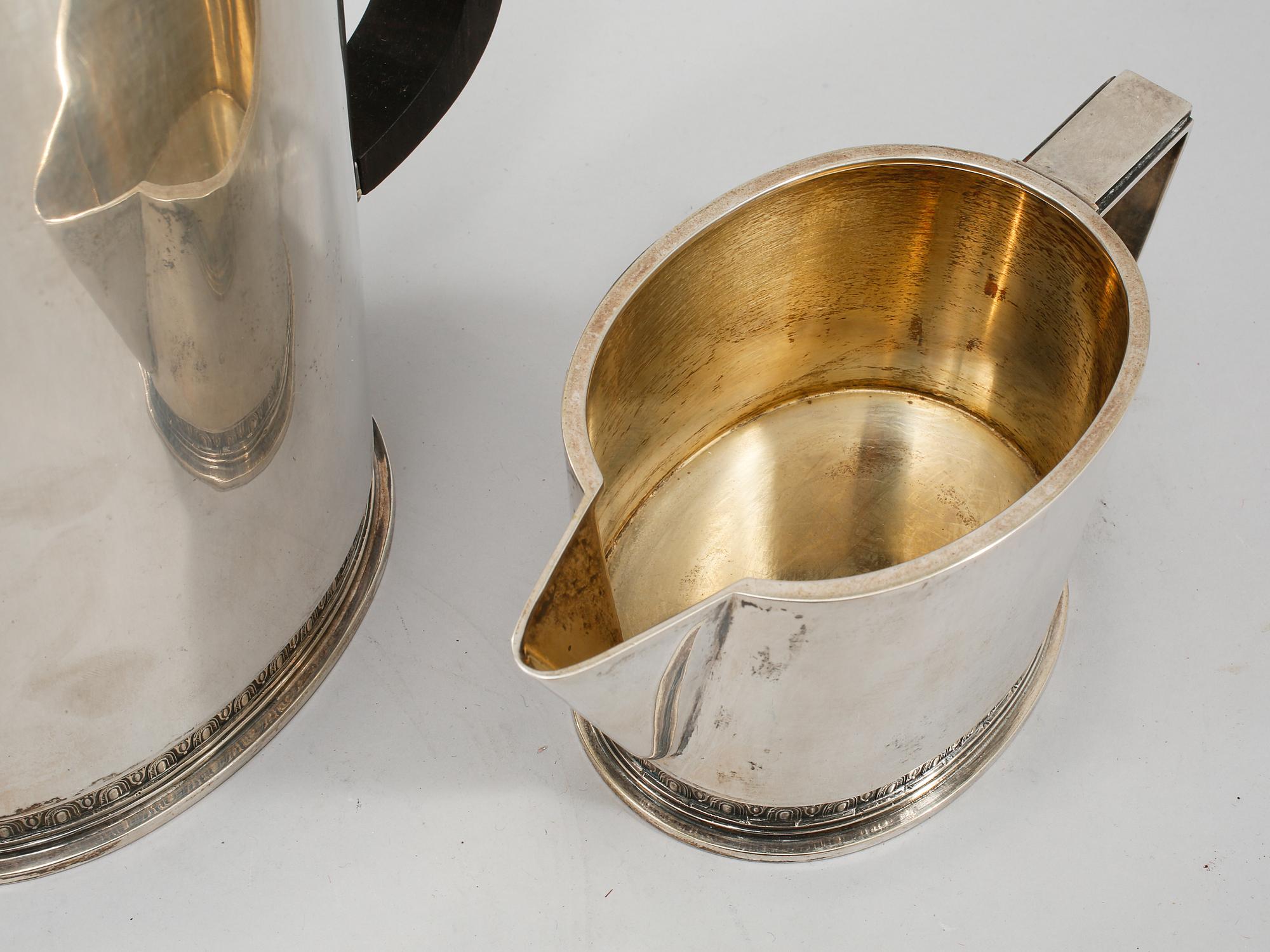 KAFFESERVIS, 3 delar, silver, Eric Råström, Stockholm, 1948, vikt 1564 gram.