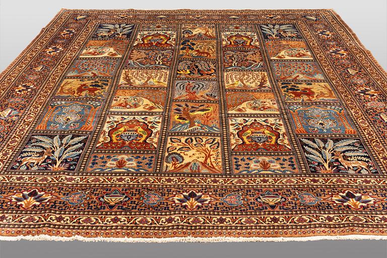 A carpet, Figural Kashmar, ca 373 x 298 cm.
