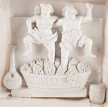 VÄGGRELIEF, gips, Stig Blomberg, sign.