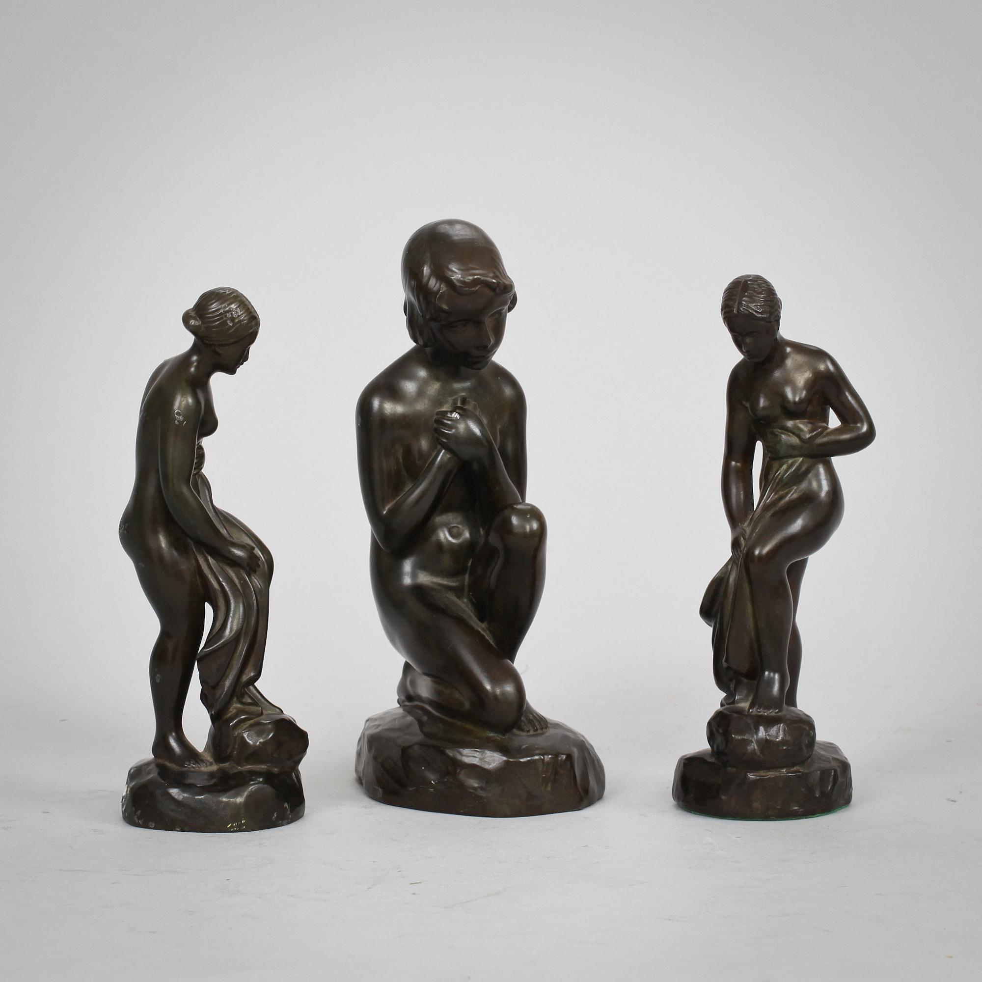 SKULPTURER, 3 st, Just Andersen, Danmark, 1900-talets första hälft.