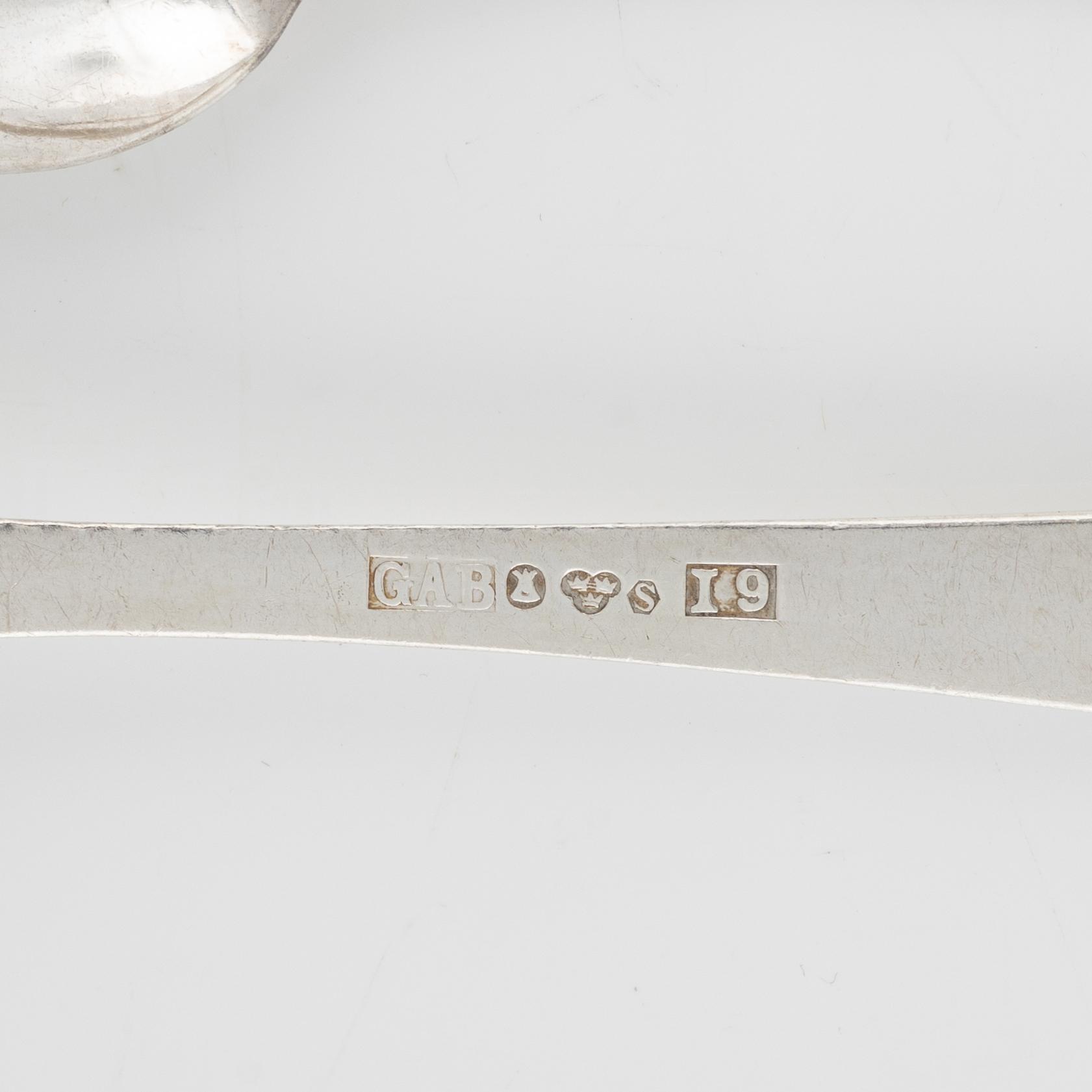 Jacob Ängman, 42 pieces of silver cutlery, 'Rosenholm', GAB, Stockholm/Eskilstuna, 1956-69.