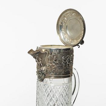 A silver and glass decanter, Topazio, Portugal, mid 20th Century.