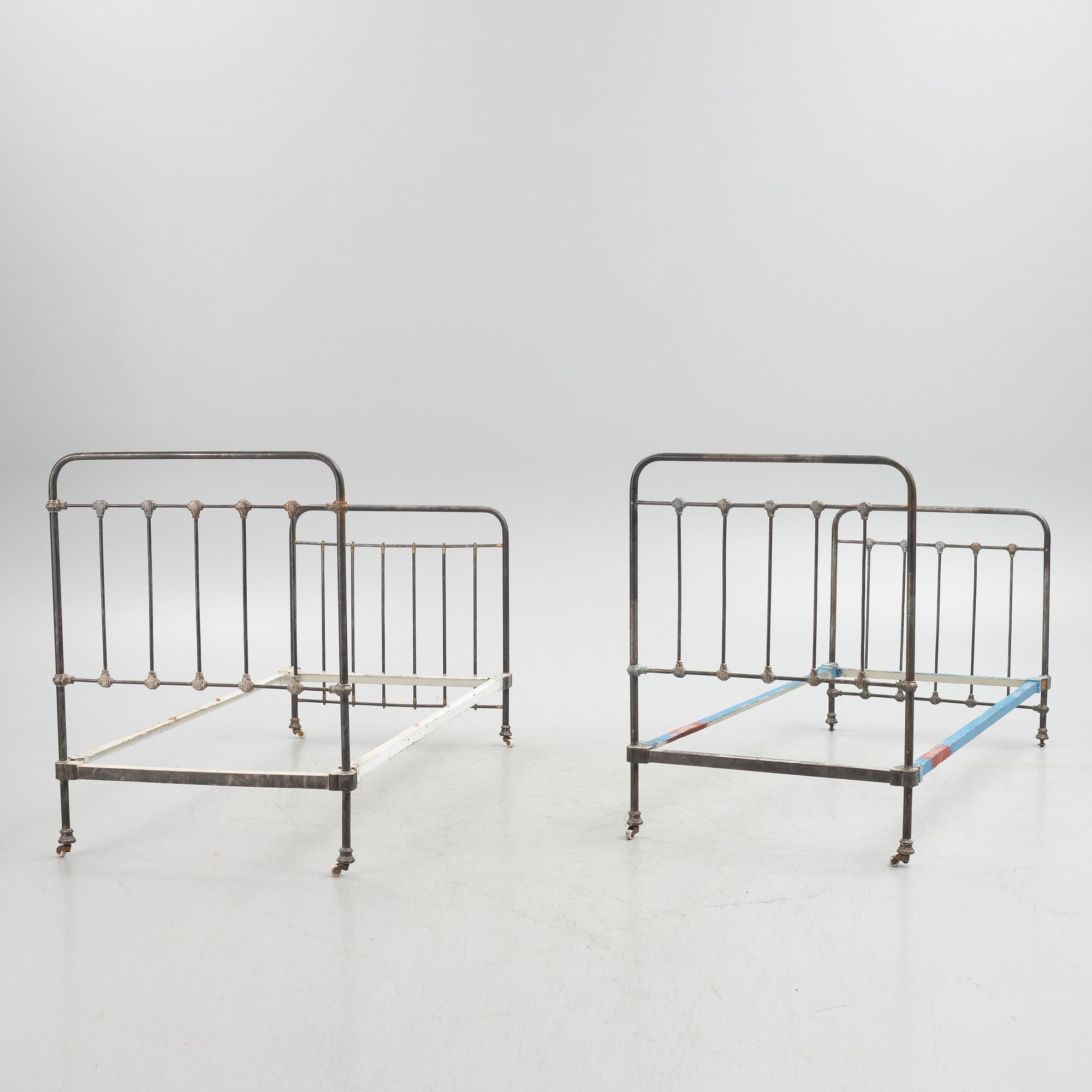 Two metal bed-frames from Nordiska Kompaniet, early 20th century.