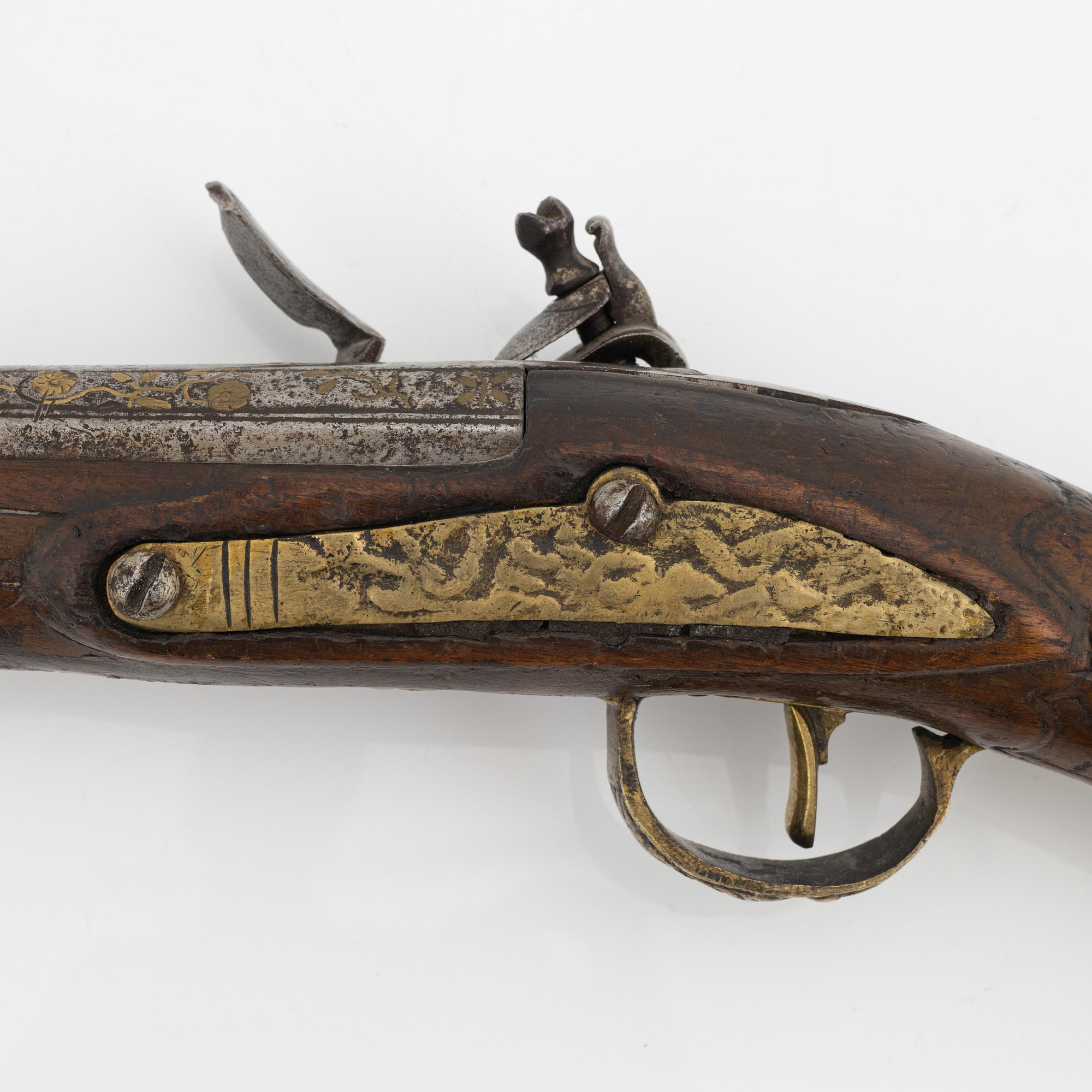 Pistoltrombon med flintlås, 1800-tal.