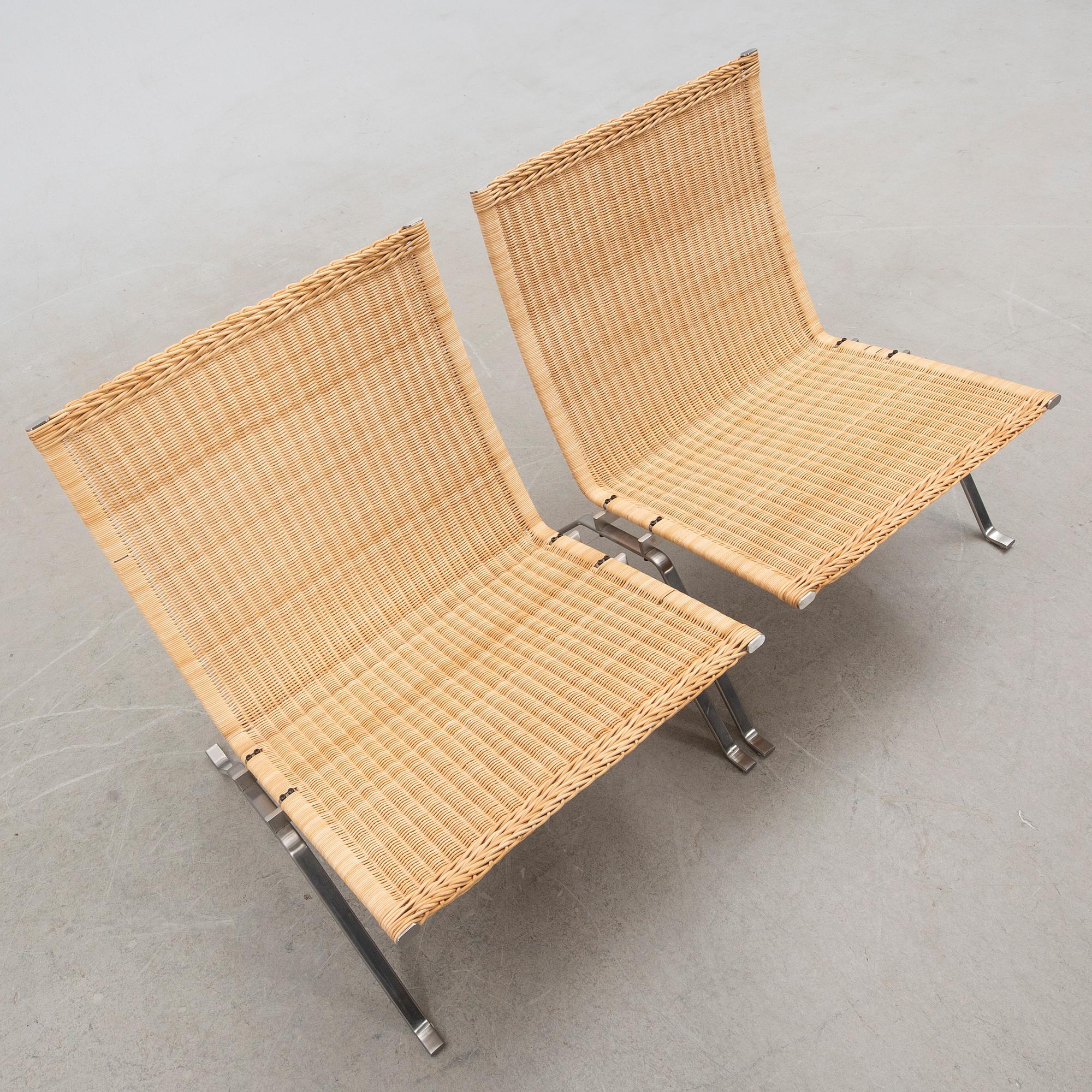 Poul Kjaerholm, armchairs, a pair, "PK22" for Fritz Hansen, Denmark, 2000.