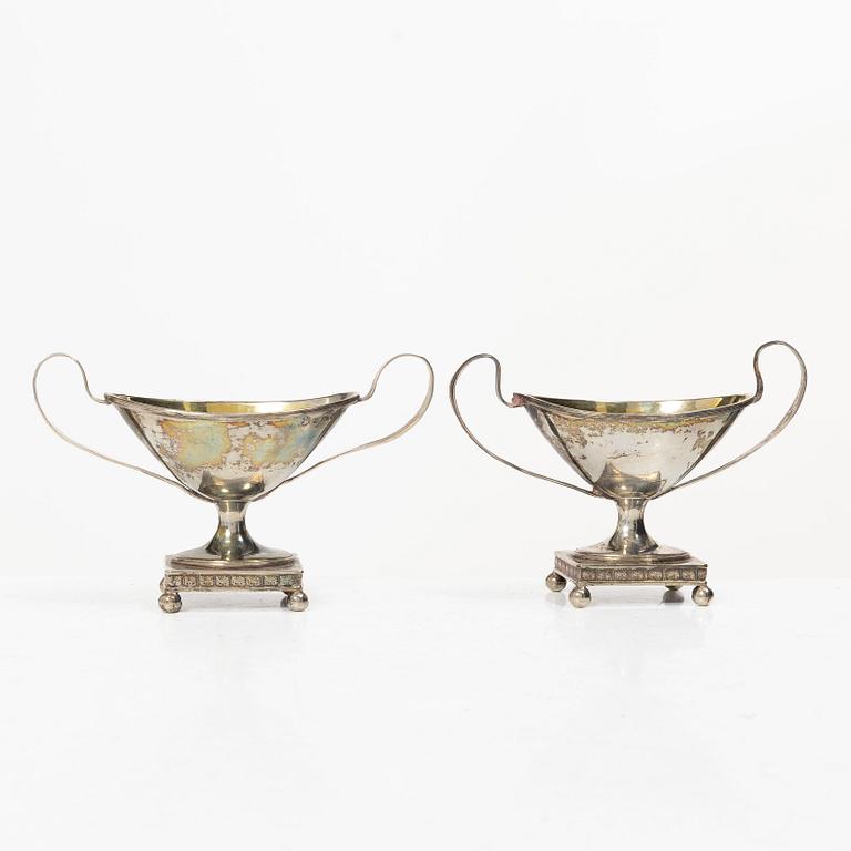 A pair of Swedish Empire silver salt cellars, mark of Nils Tornberg, Linköping 1814.
