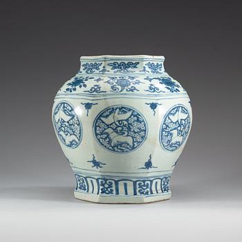 A blue and white jar, Ming dynasty, 16th Century.