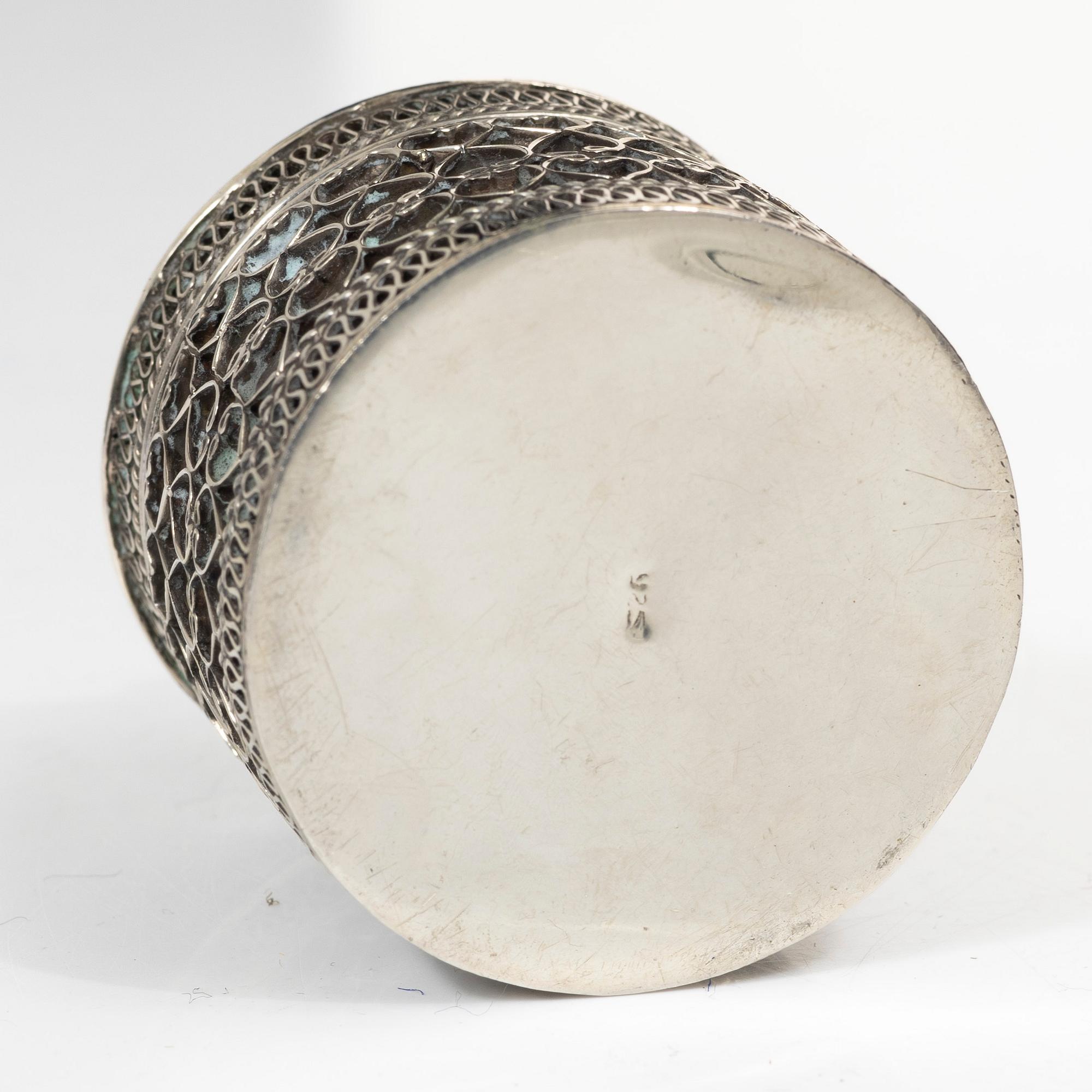 Boxes, 10 pcs, silver, with stones, 20th century.