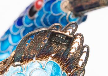 BORDSDEKORATION, silver och emalj, Kina 1900-talets slut.