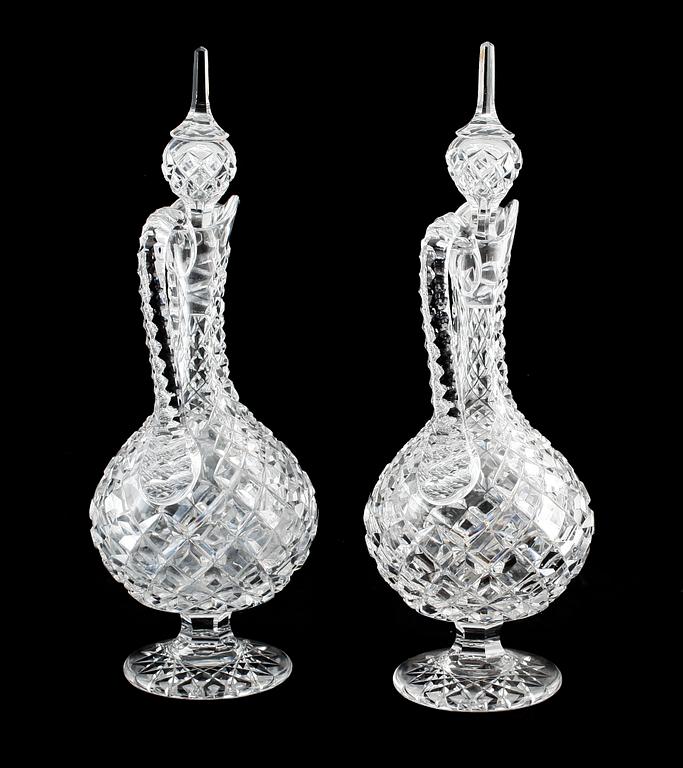 VINKARAFFER, 1 par, glas, 1900-talets mitt.