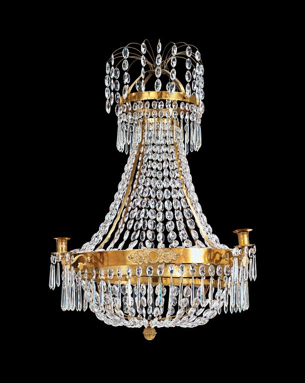 A Swedish Empire 1820/30's four-light chandelier.