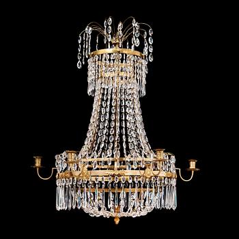 A late Gustavian early 19th century seven-light chandelier.