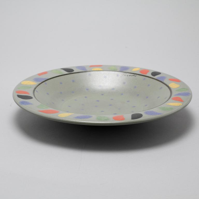One vase, one bowl and three candleholders from Paradisverkstan at Öland, late 20th century.