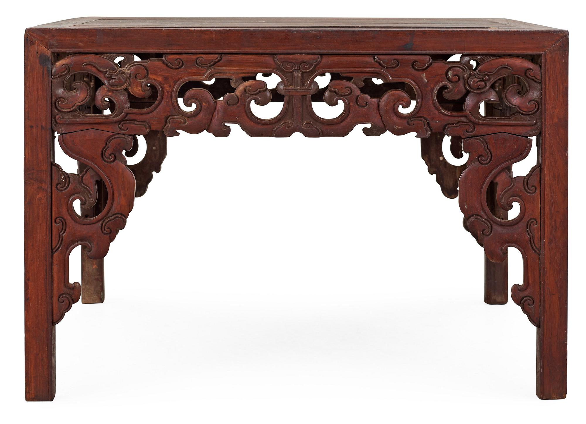 A hardwood free standing table, Qing dynasty, presumably 18th Century.