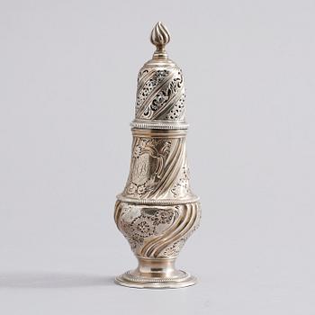 SOCKERRUSKA, silver, okänd mästare, stämplad JD eller TD, London, 1754. Vikt 141 g.