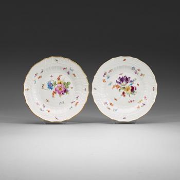 1786. A pair of Meissen dinner plates, "Scattered flowers" with Kaiser Wilhelm II's monogram, dated 1894 and 1897.
