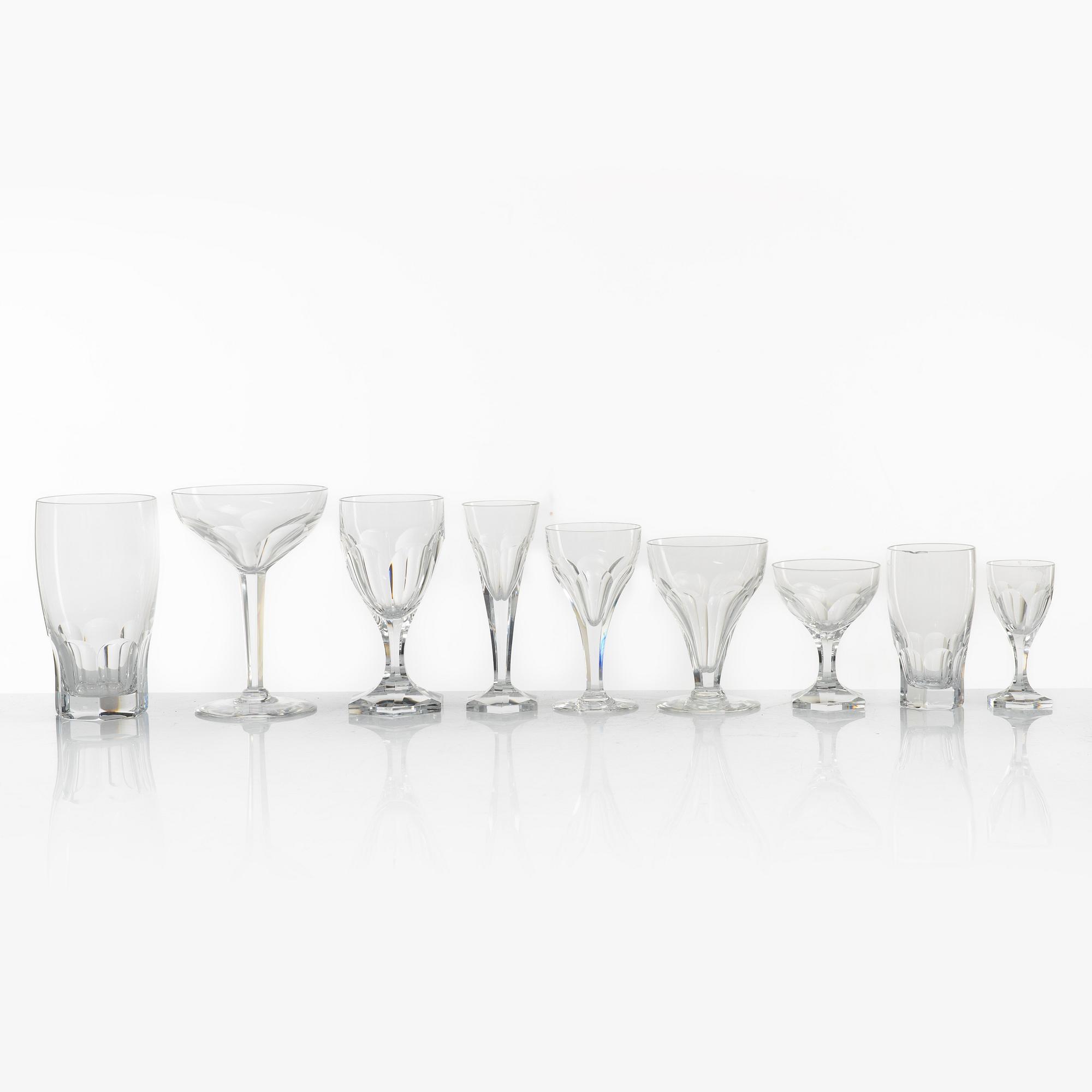 Elis Bergh, an 83-piece 'Rosersberg' glass service, Kosta.