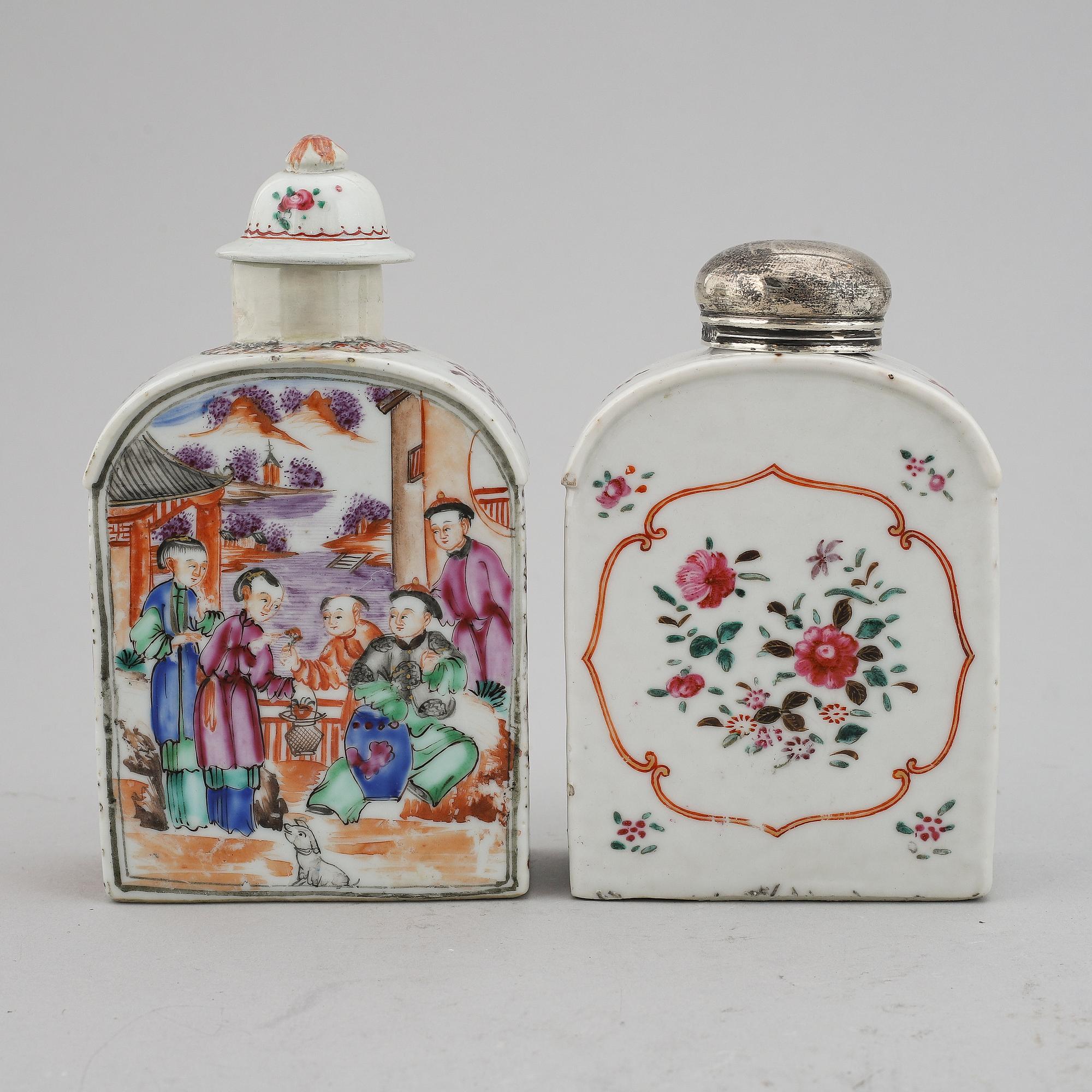 Two famille rose tea caddies, Qing dynasty, Qianlong (1736-95).