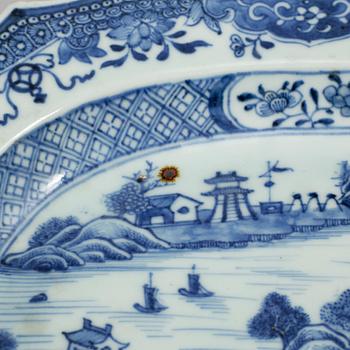 Two blue and white dishes, Qing dynasty, Qianlong (1736-95).