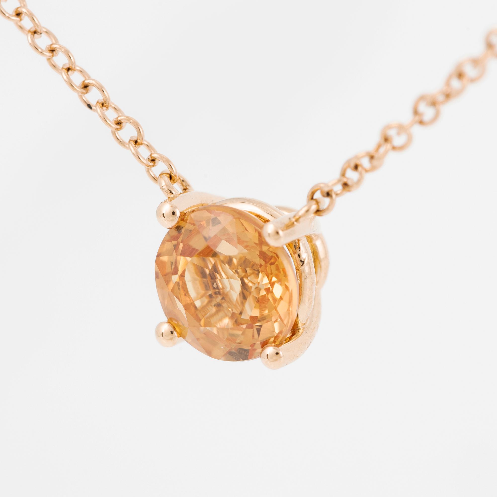 Collier 18K roséguld med orange safir.