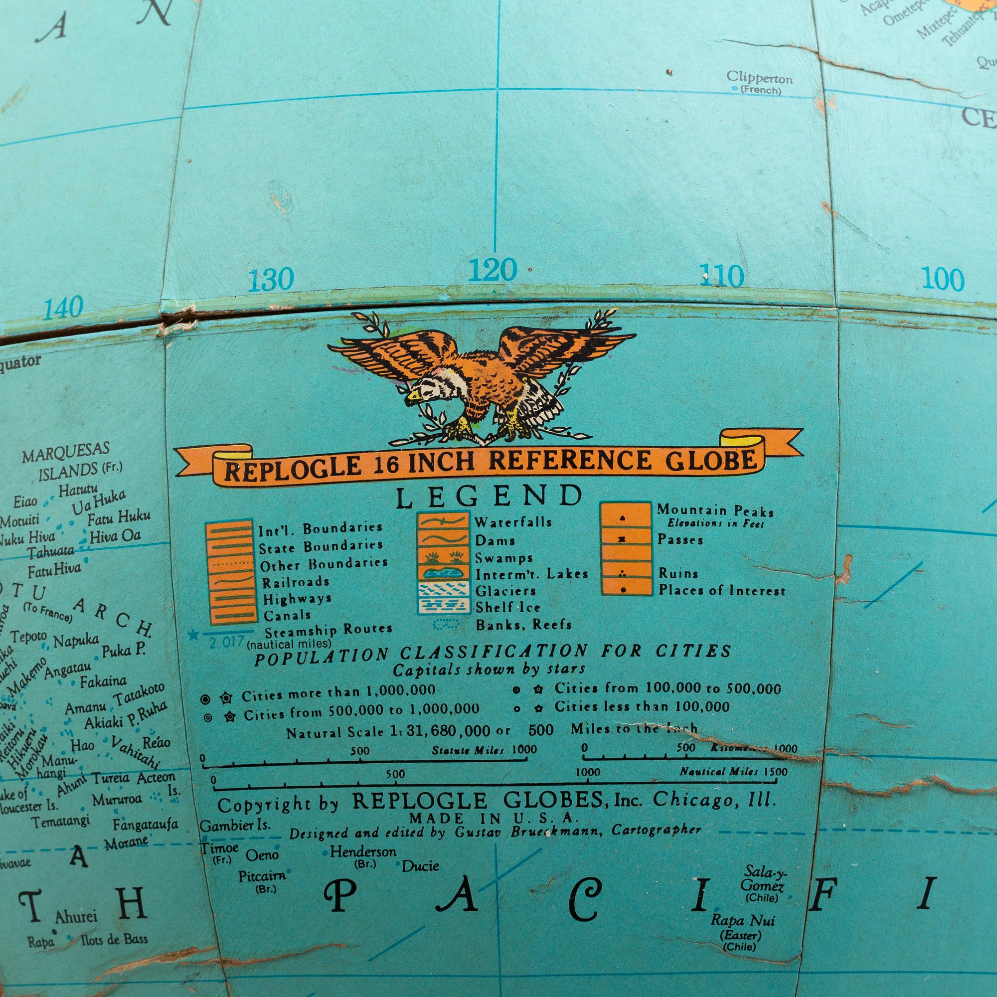 A "LEGEND" GLOBE, USA, first half of the 20th century.