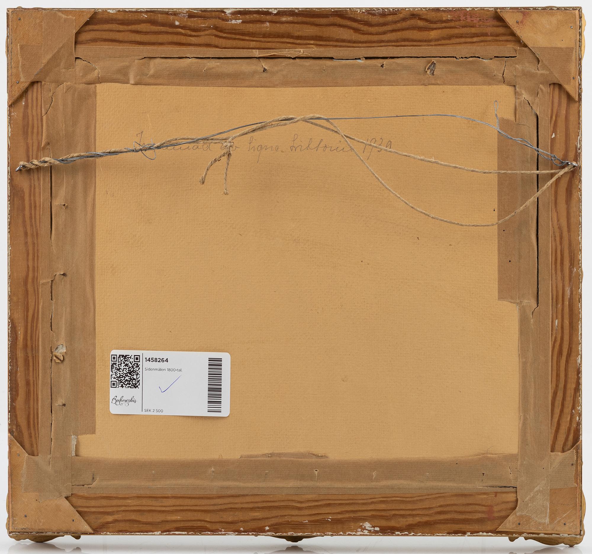 A painting on silk,  signed Annett Fogelklou and dated Christianstad 5/3 1822.