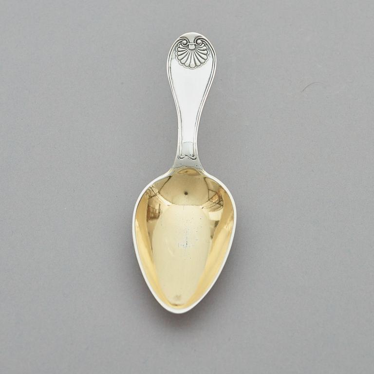 A Swedish 19th century parcel-gilt medicin-spoon, marks of  Johan Petter Grönvall, Stockholm 1833.