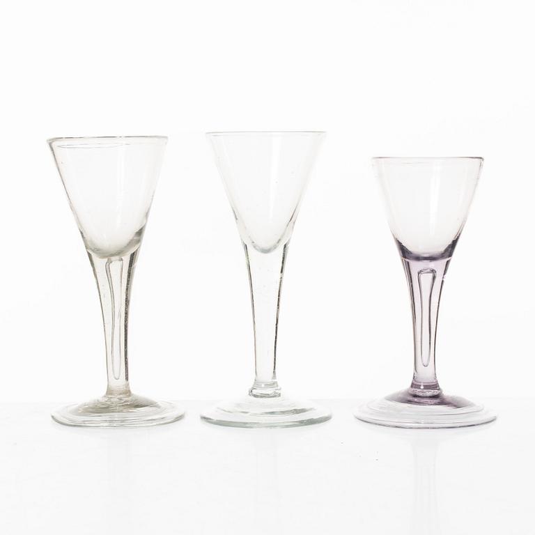Pointed glasses, similar, 6 pcs, 18th century.
