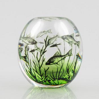 Edward Hald, a graal glass vase, Orrefors, Sweden, signed.