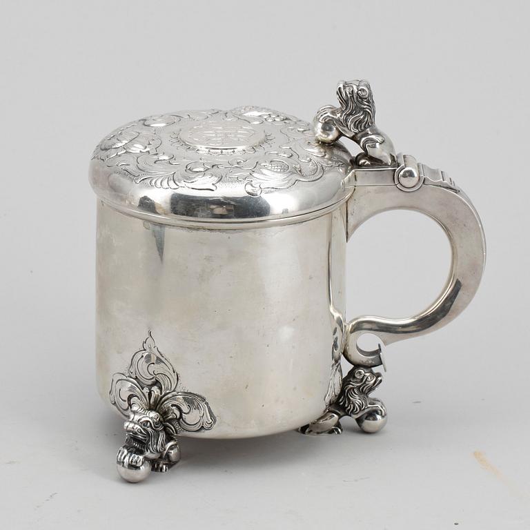 DRYCKESKANNA, silver, Barockstil, 1900-tal. Vikt ca 728 gram.