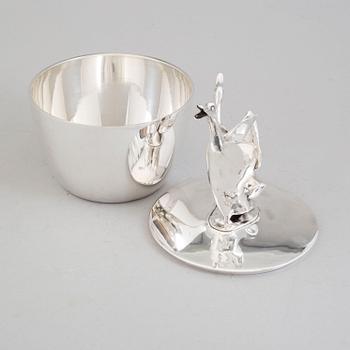 MARIO RESTELLI, a lidded silver bowl signed M. Restelli.