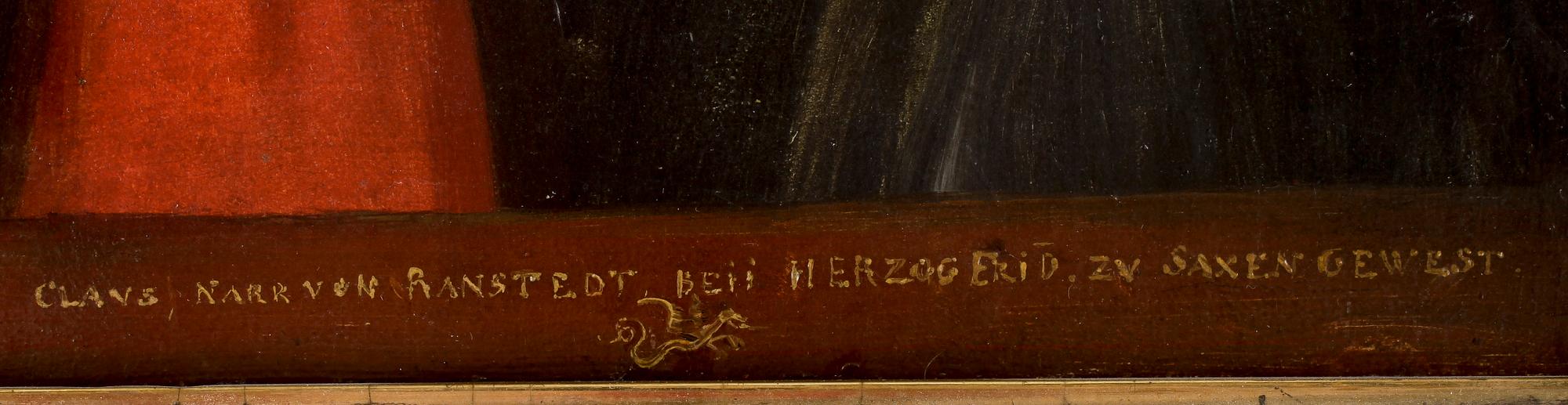 OKÄND KONSTNÄR, 1800-tal, efter äldre original, olja på duk, monogram signerad och otydligt daterad a tergo GEG.