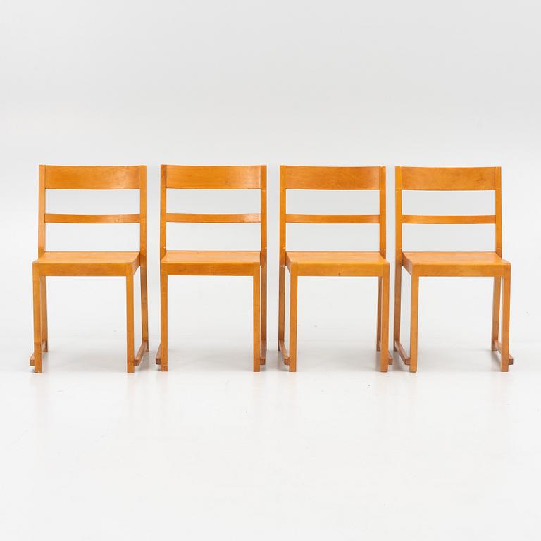 Four "Orkesterstolen" chairs, mid 20th century.