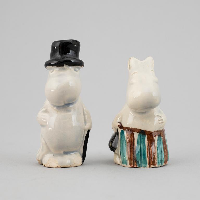 SIGNE HAMMARSTEN-JANSSON samt LEO TYKKYLÄINEN,, figuriner, 8 st, Mumin, keramik, Arabia, Finland, 1950-tal.