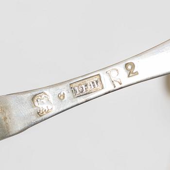 Matskedar, 17 st, silver, mestadels 1800-tal.