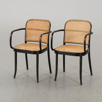 A PAIR OF THONET STYLE ARMCHAIRS.