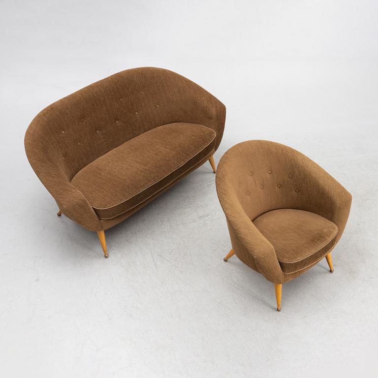 Folke Jansson, a "Tellus" sofa and armchair, SM Wincrantz, Sweden, 1950's.