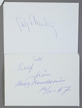 SKÅDESPELARAUTOGRAFER, 30 st, bla Margareta Krook, Jarl Kulle, Alice Babs, Owe Törnqvist, Ernst Hugo Järegård.