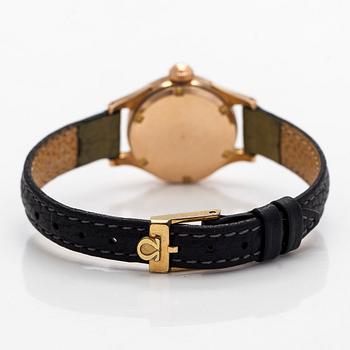 Omega, Seamaster, wristwatch, 22 mm, 18K gold, manual, plastic crystal.