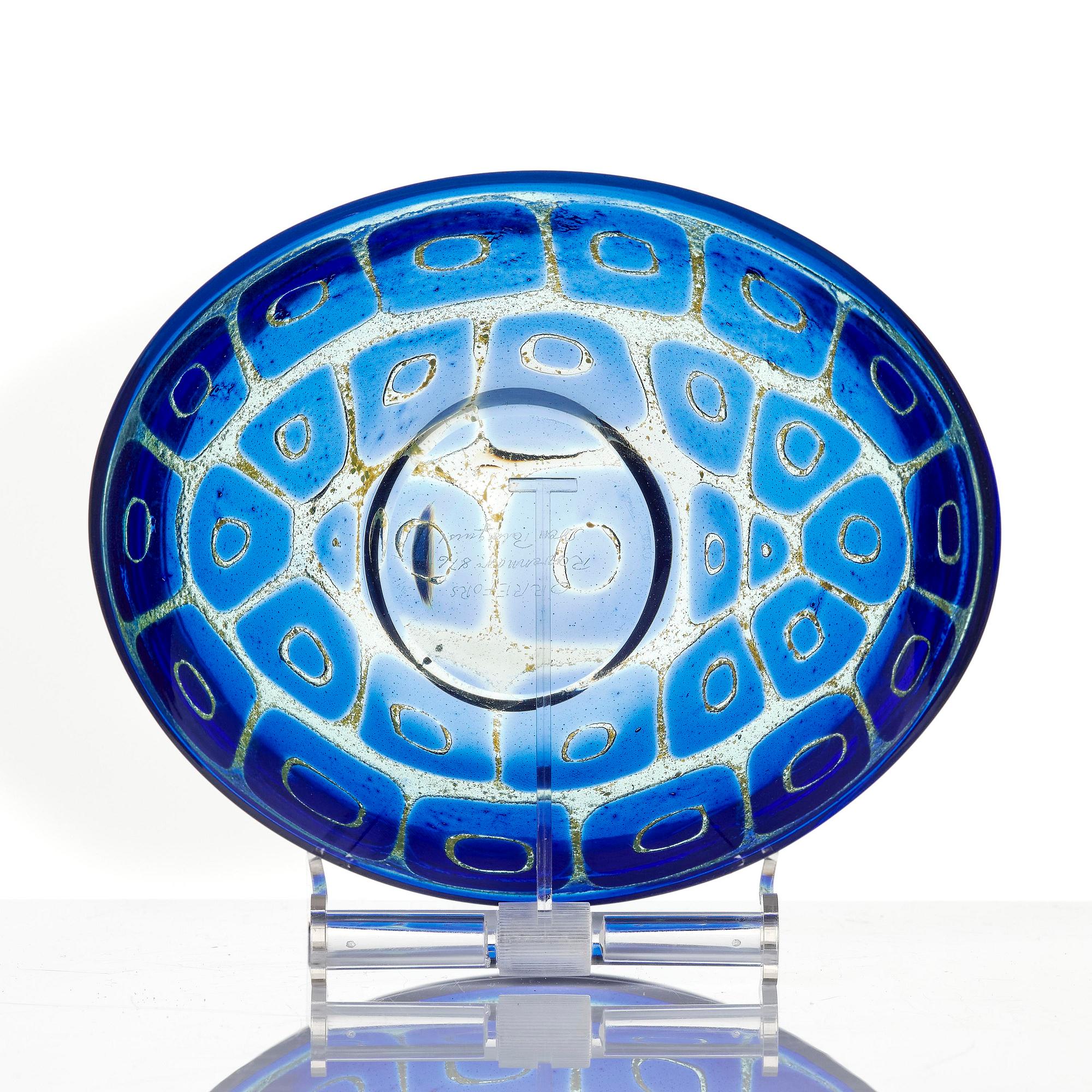 Sven Palmqvist, a ravenna glass bowl, Orrefors, Sweden, 1955, no 876.