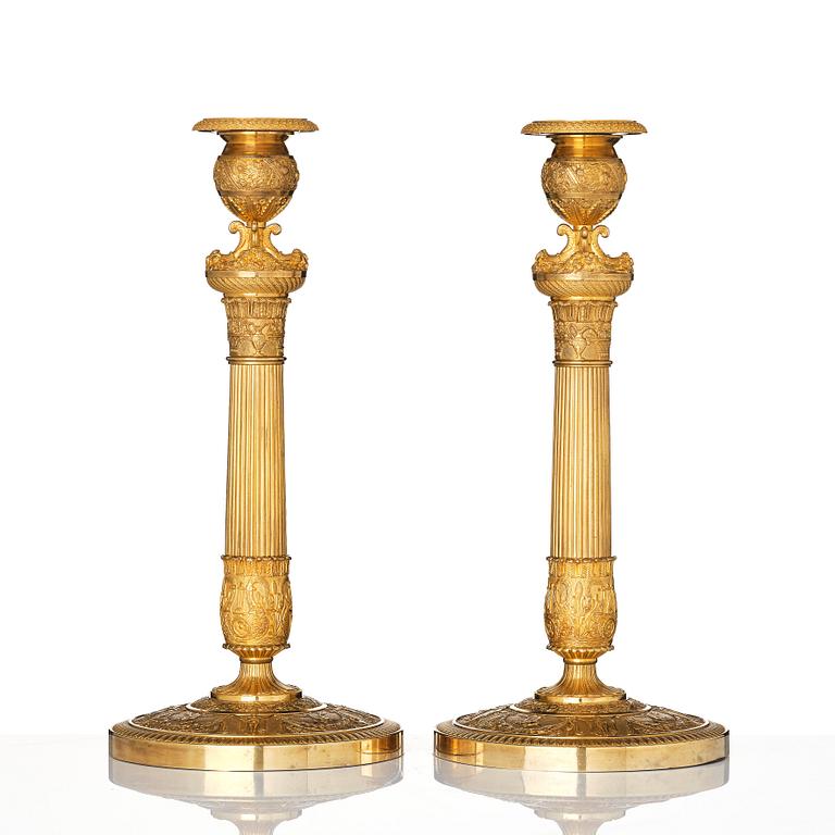 Candlesticks, a pair, France, early 19th century, Empire style.