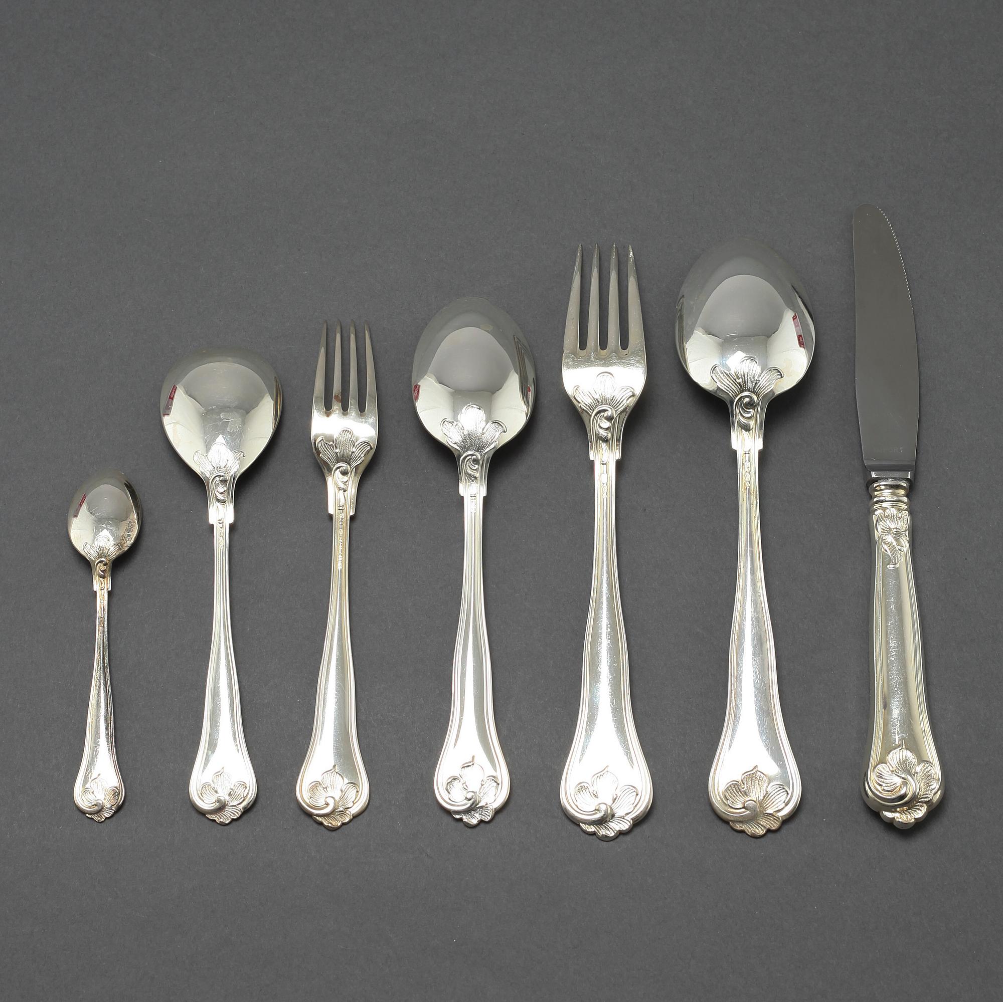 A set of silverware of 66 pcs with Swedish import markings.