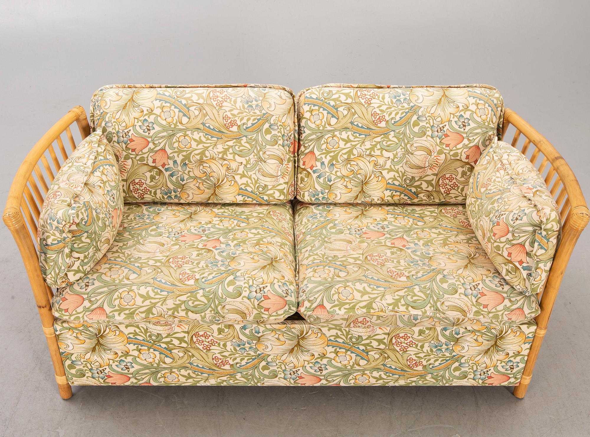 A bamboo and rattan sofa later  part of the 20th century.