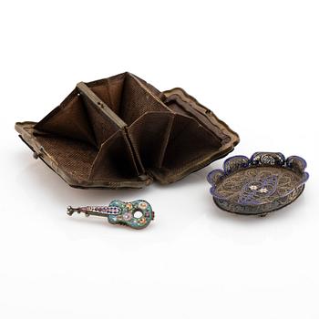 Parti, 3 delar, miniatyrarbeten, omkring 1900.