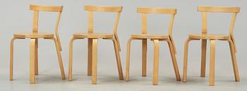 BORD samt STOLAR 4 st, modell 68, Alvar Aalto, Artek.