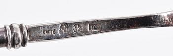 SOPP- SAMT SÅSSLEV, silver, bla Pehr Olof Hellsund, Karlstad. 1850-tal.