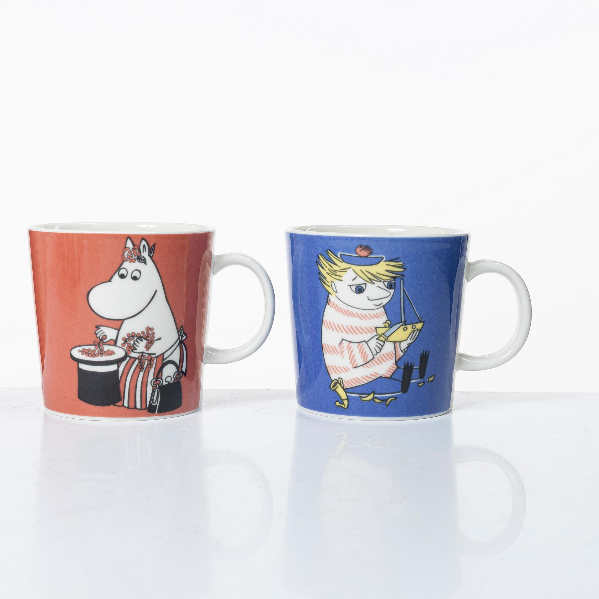 Arabia, 29 Moomin mugs, Finland.