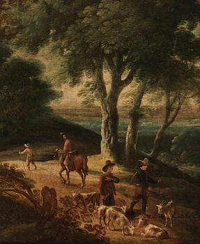 Jacques d'Arthois Circle of, Landscape with figures and cattle.