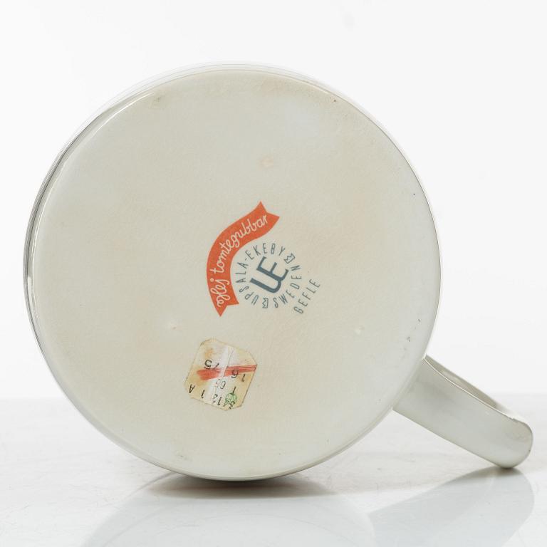 Upsala Ekeby, Glöggkoppar, 17 st, samt kanna, flintgods, "Hej tomtegubbar", Upsala-Ekeby.