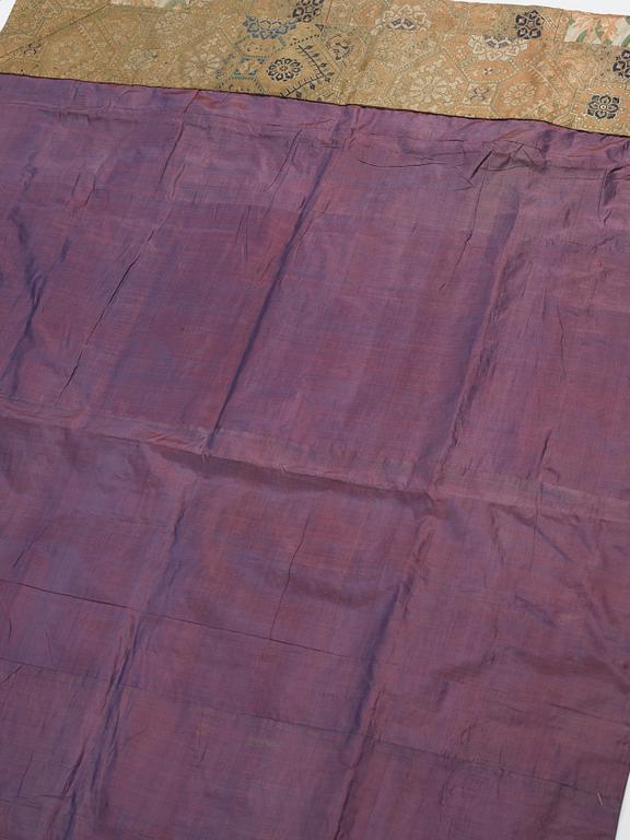 A patchwork blanket with Japanese silk brocade, Meiji period (1868-1912).